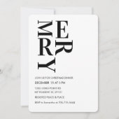 Minimalist Bold Merry Christmas Dinner  招待状 (正面)