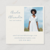 Minimalist Bold Script Boho Dusty Blue Photo  スクエア名刺 (裏面)