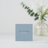 Minimalist Bold Script Boho Dusty Blue Photo  スクエア名刺 (スタンド正面)