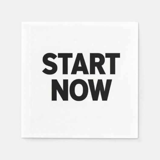 Minimalist bold start now text スタンダードカクテルナプキン (正面)