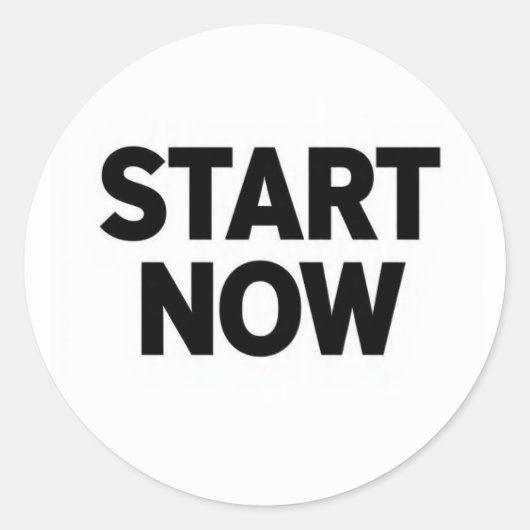 Minimalist bold start now text ラウンドシール (正面)