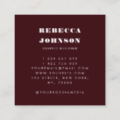 Minimalist Bold Typography Burgundy Modern Hi スクエア名刺 (裏面)