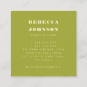 Minimalist Bold Typography Lime Green Modern Hi スクエア名刺 (裏面)