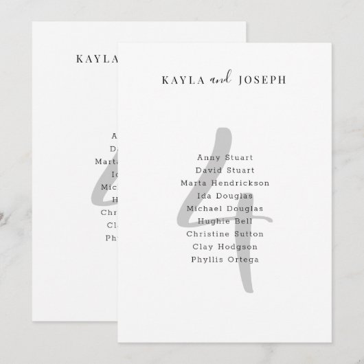 Minimalist Bold Wedding Table Number 4 Card 招待状 (正面/裏面)