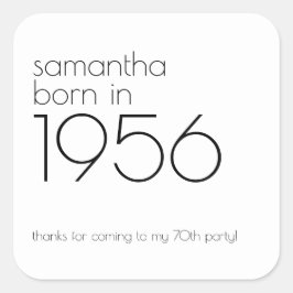 Minimalist Born in 1956 70th Birthday Party Thanks スクエアシール