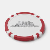 Minimalist Boston City Skyline Illustration ポーカーチップ (シングル)