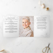 Minimalist Botanical 3-Photo Funeral/Memorial 三つ折りプログラム (内部)