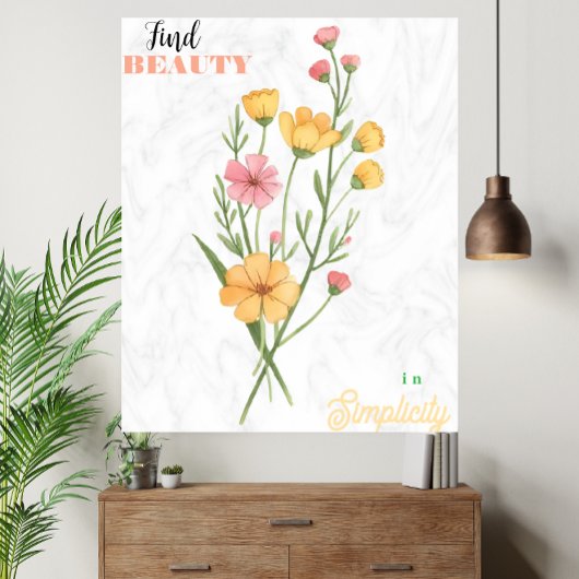 Minimalist Botanical Art Print with Custom Text ポスター