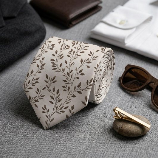 Minimalist Botanical Branches Sepia ネクタイ