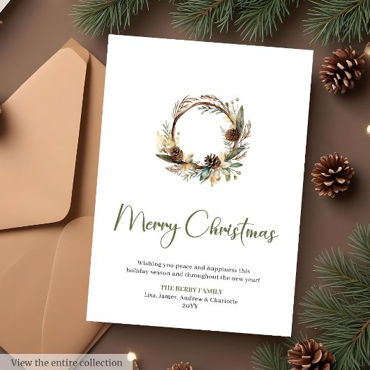 Minimalist Botanical Custom Christmas Greeting シーズンカード