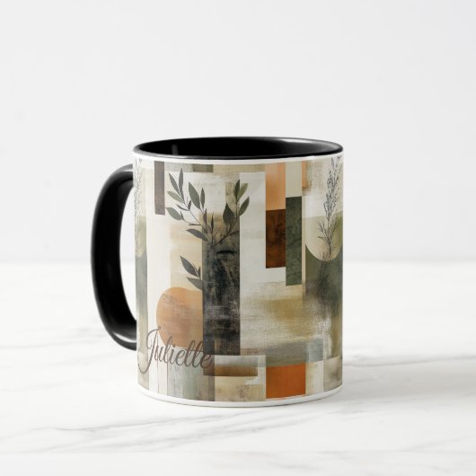 Minimalist Botanical - Custom Earthy Abstract マグカップ (正面左)