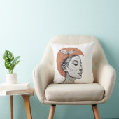 Minimalist Botanical Face – One Line Art Pillow クッション (椅子)