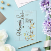Minimalist Botanical Gold Wedding アクリル招待状 (インサイチュ (ウェディング))