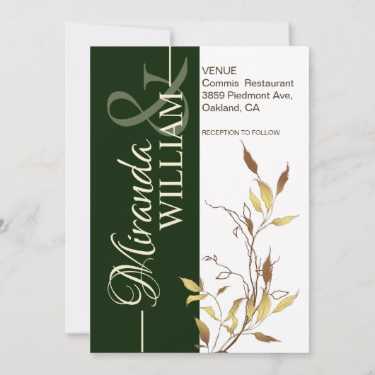Minimalist Botanical Green Wedding Invitation 招待状 (裏面)