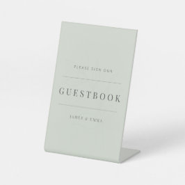Minimalist Botanical Guest Book Pale Sage 台座サイン