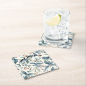Minimalist Botanical Harmony – Soft Green & Beige スクエアペーパーコースター (インサイチュ)