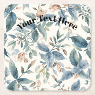 Minimalist Botanical Harmony – Soft Green & Beige  スクエアペーパーコースター