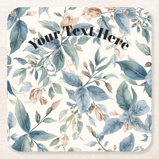 Minimalist Botanical Harmony – Soft Green & Beige スクエアペーパーコースター (正面)