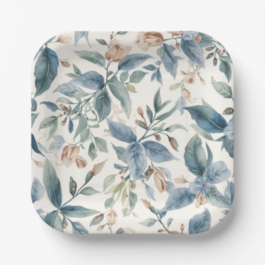 Minimalist Botanical Harmony – Soft Green & Beige  ペーパープレート (正面)