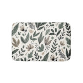 Minimalist Botanical Leaf and Bud Design バスマット (正面)