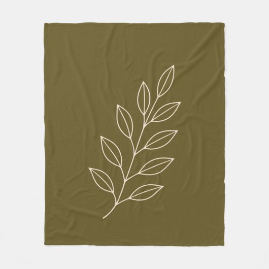 Minimalist Botanical Leaf Plaid Blanket フリースブランケット (正面)
