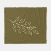 Minimalist Botanical Leaf Plaid Blanket フリースブランケット (正面(横))
