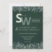 Minimalist Botanical Leafy Wedding Invitation 招待状 (正面)