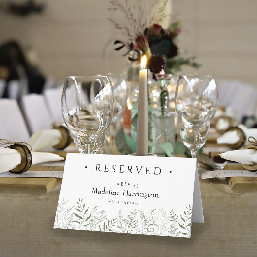 Minimalist Botanical Leafy Wedding Place Card プレイスカード