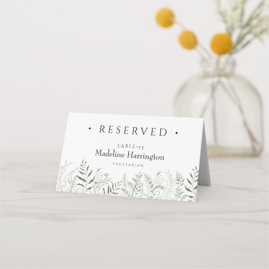 Minimalist Botanical Leafy Wedding Place Card プレイスカード (裏面)