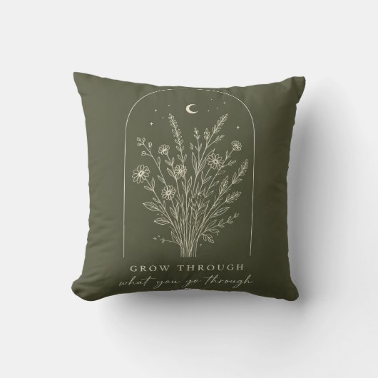 Minimalist Botanical Line Art クッション (正面)