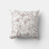 Minimalist Botanical Line Art Throw Pillow クッション (正面)