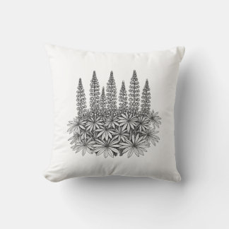Minimalist Botanical Lupine Throw Pillow クッション