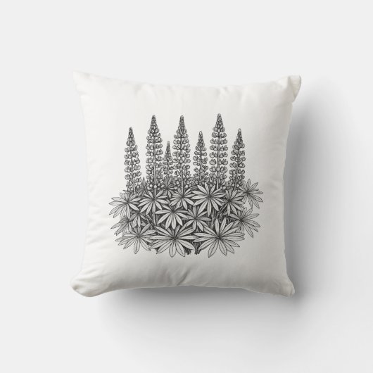 Minimalist Botanical Lupine Throw Pillow クッション (正面)
