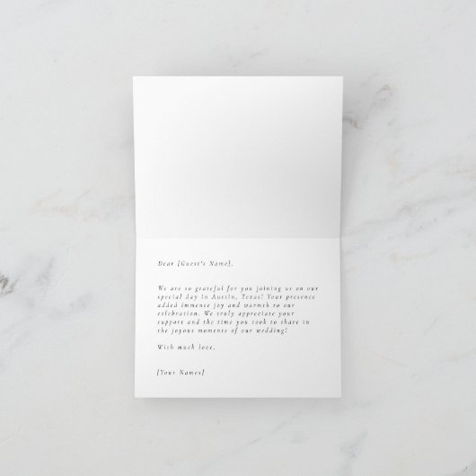 Minimalist Botanical Modern Wedding Thank You Card 招待状 (内部)