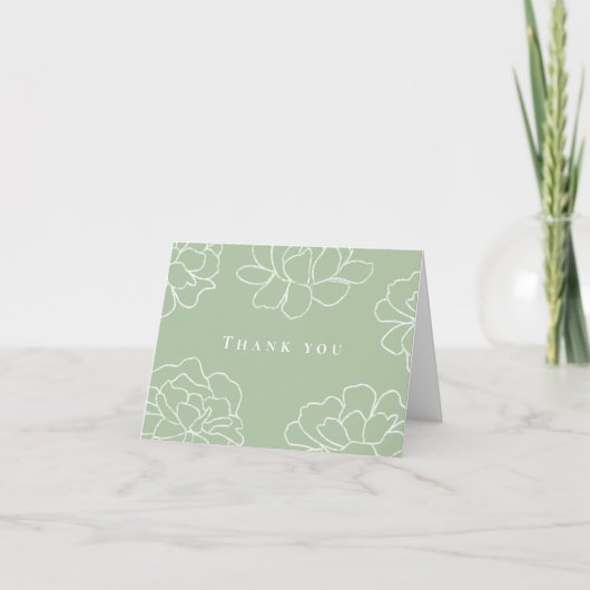 Minimalist Botanical Modern Wedding Thank You Card 招待状 (正面)