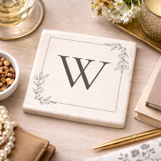 Minimalist Botanical Monogram  ストーンコースター