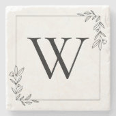 Minimalist Botanical Monogram  ストーンコースター (正面)