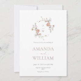 Minimalist Botanical Monogram Invitation 招待状