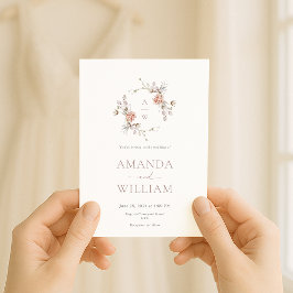 Minimalist Botanical Monogram Invitation 招待状