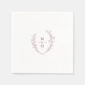 Minimalist Botanical Monogram Wedding Party スタンダードカクテルナプキン (正面)