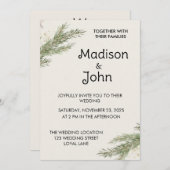 Minimalist Botanical Personalized Wedding  招待状 (正面/裏面)