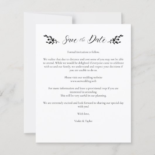 Minimalist Botanical Personalized Wedding Photo (裏面)