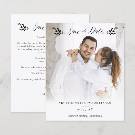 Minimalist Botanical Personalized Wedding Photo (正面/裏面)