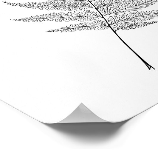 Minimalist Botanical Print: Elegant Fractal Fern ポスター (角)