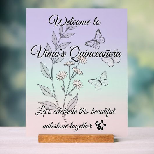 Minimalist Botanical Quinceañera Acrylic Sign アクリルサイン (ニュートラル)