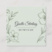 Minimalist Botanical Sage Green Esthetician スクエア名刺 (正面)