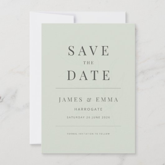 Minimalist Botanical Save the Date Pale Sage (正面)