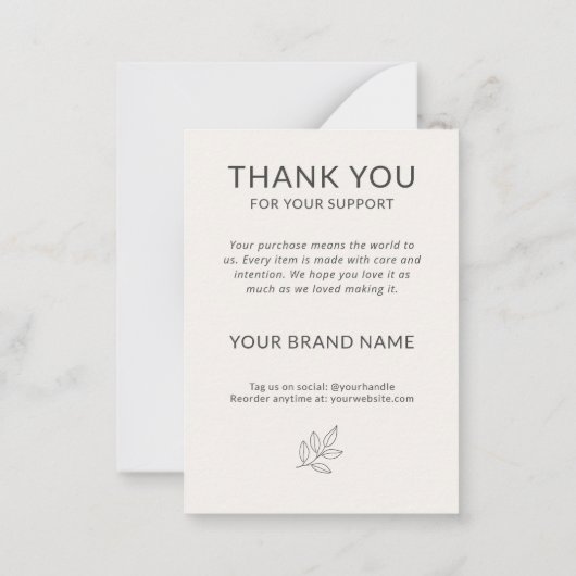 Minimalist Botanical Small Business Handcrafted ノートカード (裏面)