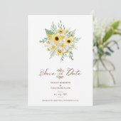 Minimalist Botanical Sunflowers Bouquet Wedding セーブザデート (スタンド正面)