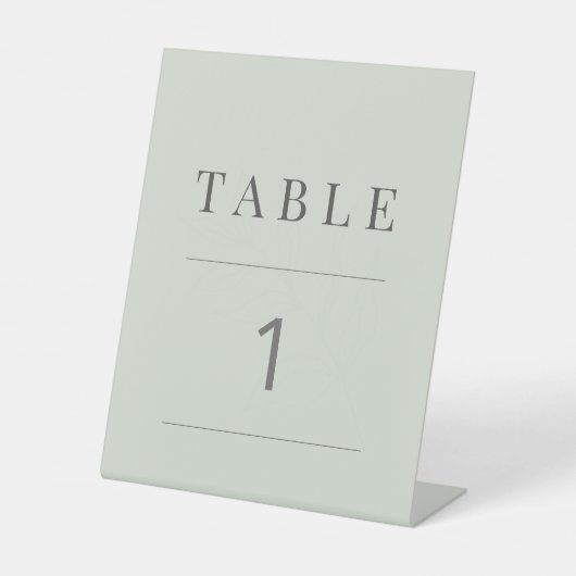 Minimalist Botanical Table Number Pale Sage 台座サイン (正面)